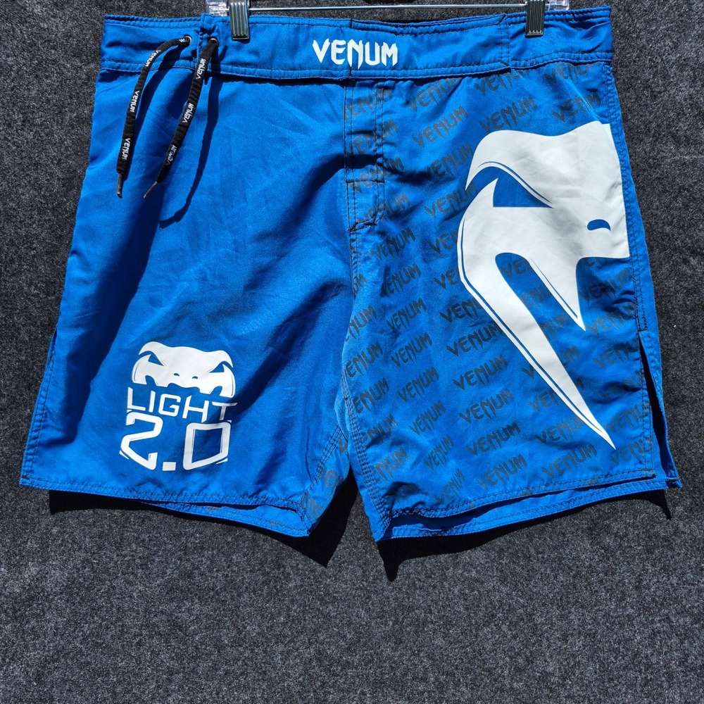 Venum MMA Fight Shorts Mens 38 Blue Boxing Light Drawstring Hook And Loop